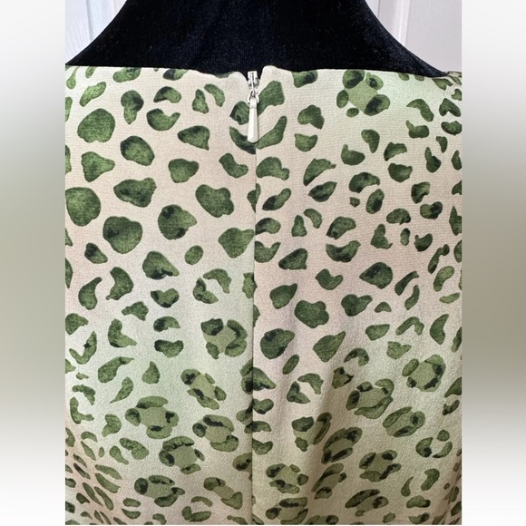 Vintage Spenser Jeremy 100% Silk Maxi Dress Sz 12 Green Leopard Print Mob Wife - Picture 8 of 10